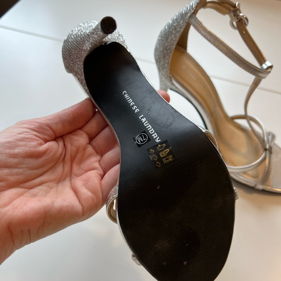 Sparkly Strappy Silver Metallic Heels - Picture 4 of 4